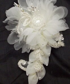 Off White Elegant Flower With Pearls And Crystals Bridal Hair Clip Fascinator Headpiece