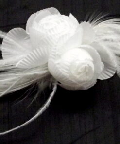 Bridal Off White Roses And Feather Hair Clip Or Brooch