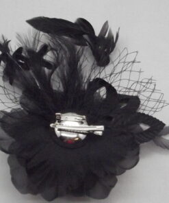 Alternative view of Black Fascinator Or Brooch with Beads Feathers And Flower