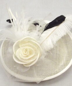 Sinamay Ivory Fascinator With Feathers And Flower