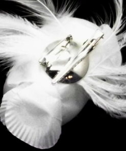 Alternative view of Bridal Off White Roses And Feather Hair Clip Or Brooch