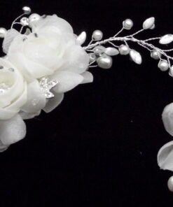 Off White Roses, Pearls And Crystals Bridal Hair Clip Accessory Headpiece