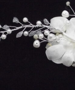 Alternative view of Off White Roses, Pearls And Crystals Bridal Hair Clip Accessory Headpiece