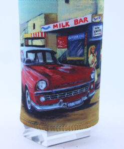 Holden Red At Pete's Milk Bar Neoprene Stubby Holder Cooler - Jenny Sanders