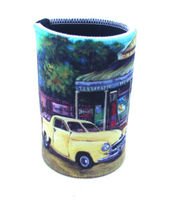 Alternative view of Holden Yellow FJ Ute At Corner Store Neoprene Stubby Holder Cooler - Jenny Sanders