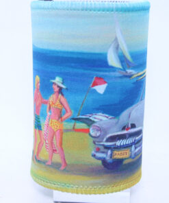 Alternative view of Holden FJ At The Beach Neoprene Stubby Holder Cooler - Jenny Sanders