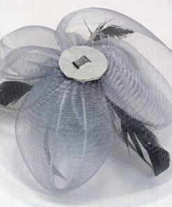 Alternative view of Grey Fascinator with Beads, Feathers And Flower