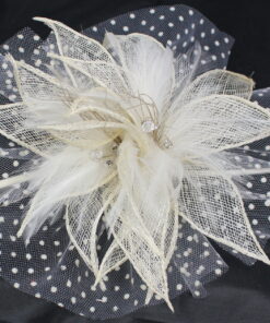 Fascinator Ivory With Mesh Sinamay Flowers And Clip
