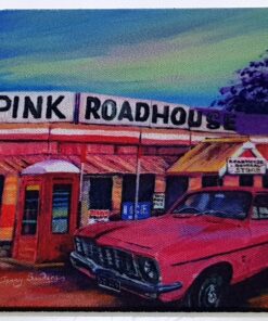 Holden Classic In Front Of Pink Roadhouse Neoprene Coaster - Jenny Sanders