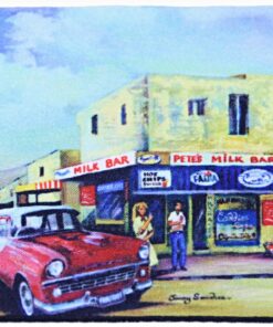 Holden Red At Pete's Milk Bar Neoprene Coaster - Jenny Sanders