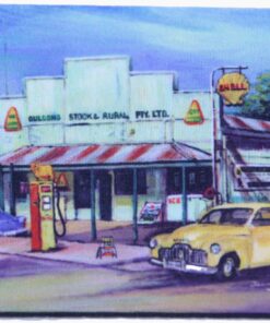 Holden Yellow Ute At Gulgong Stock Neoprene Coaster - Jenny Sanders- Jenny Sanders