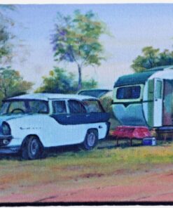 Holden Oldie With Caravan Neoprene Coaster - Jenny Sanders
