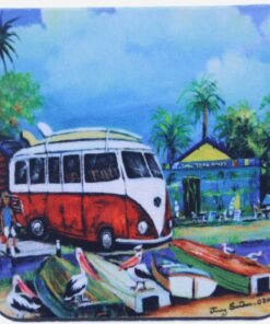 Boats And Red VW Kombi Neoprene Coaster - Jenny Sanders