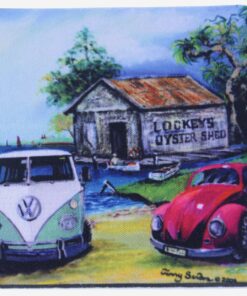 Lockey's Oyster Shed VW Kombi & Red VW Neoprene Coaster - Jenny Sanders