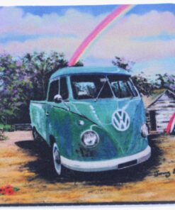 Green VW Kombi Ute Neoprene Coaster - Jenny Sanders