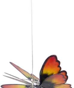 Orange Butterfly Suncatcher With Spherical Teardrop Crystal