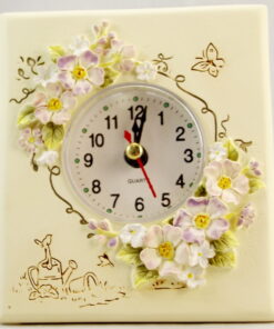 Cream Clock with Little Pink and Purple Flowers