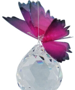 Alternative view of Pink Butterfly Suncatcher With Spherical Teardrop Crystal