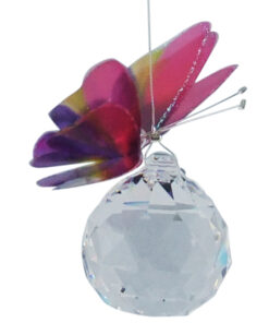Alternative view of Mulit-coloured Butterfly Suncatcher With Spherical Teardrop Crystal