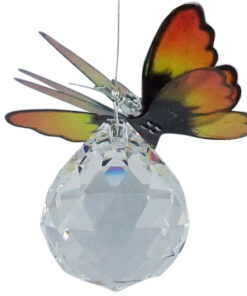 Alternative view of Orange Butterfly Suncatcher With Spherical Teardrop Crystal