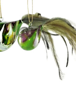 Hanging Green Glass Birds Set of 2 Green