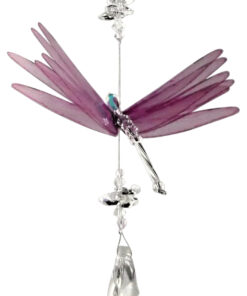 Alternative view of Pink Dragonfly Suncatcher With Almond Shaped Crystal