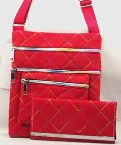 Red Crossbody Handbag And Wallet Set