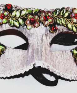 Venetian Masquerade Mask Silver with Sequins Beads