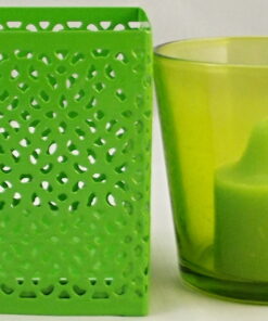 Alternative view of Filigree Metal Green Square Candle Tealight Holder With Glass Insert