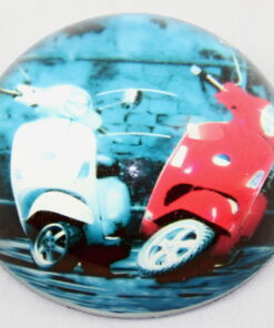Red and White Vespa Glass Paperweight
