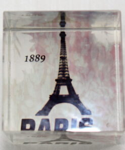 Paris Eiffel Tower Glass Square Paperweight