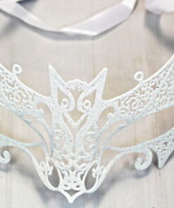 White Bat Filigree Venetian Masquerade Mask