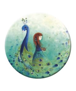 Jehanne Weyman Girl And The Peacock Compact Pocket Handbag Mirror