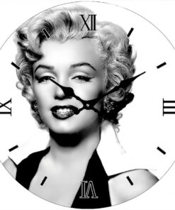 Merilyn Monroe Wall Table Shelf Round Black And White Glass Analogue Clock