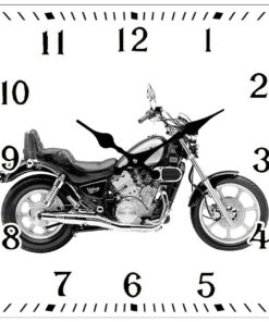 Victory Motorbike Square Glass Analogue Clock For Table or Shelf