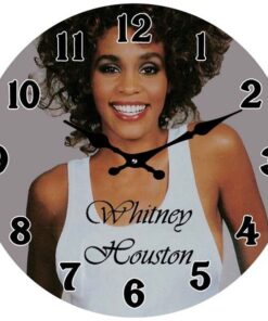 Licenced Rock Legend Whitney Houston Round Analogue Glass Clock For Wall, Table Or Shelf