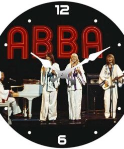 Licenced Rock Legend ABBA Round Glass Analogue Clock For Wall, Table Or Shelf