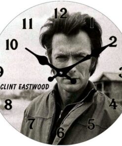 Clint Eastwood Round Analogue Glass Wall Table Shelf Clock