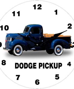 Dodge Pickup Round Wall Table Shelf Analogue Glass Clock
