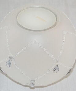 Frosted Round Tea Light Holder With Diamontes and Glitter