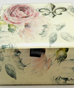 Roses And Fleur-de-lis Glass Trinket Decorative Box