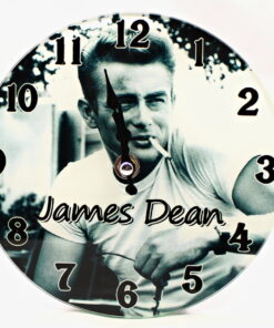 Rock Legend James Dean Round Glass Analogue Clock For Wall, Table, Shelf