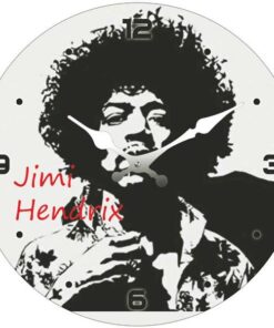Rock Legend Jimi Hendrix Round Glass Analogue Clock For Shelf, Table Or Wall