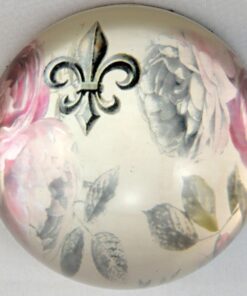 Rose And Fleur-de-lis Glass Paperweight