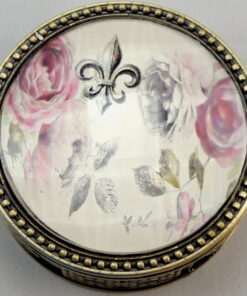 Roses and Fleur-de-lis Round Trinket Box
