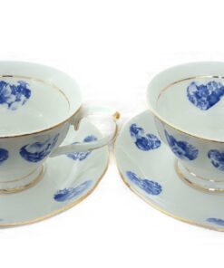 Royal Devonshire Fine White Porcelain Blue Meadow 2 Cup and Saucer Set