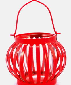 Red Metal Lantern Tea Light Holder Red