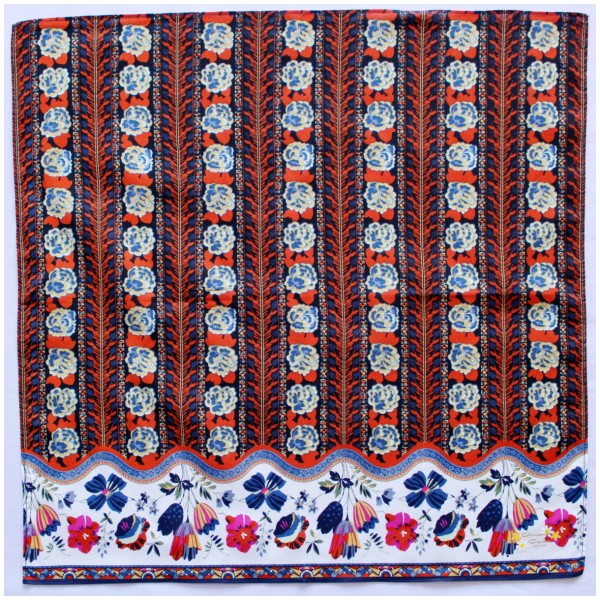 Armando Caruso Design Handkerchief Hanky Vintage Flower - Orange