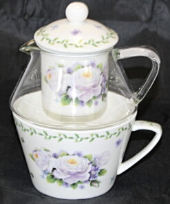 Tea For One Purple Rose Teapot Infuser And Cup