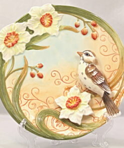 Function Art Bird And Daffodils Ceramic Decorative Plate
